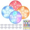 4 Pack Submersible LED Lights Waterproof LED Underwater Light with Suction Cup Magnets and RF Remote Control RGB LED