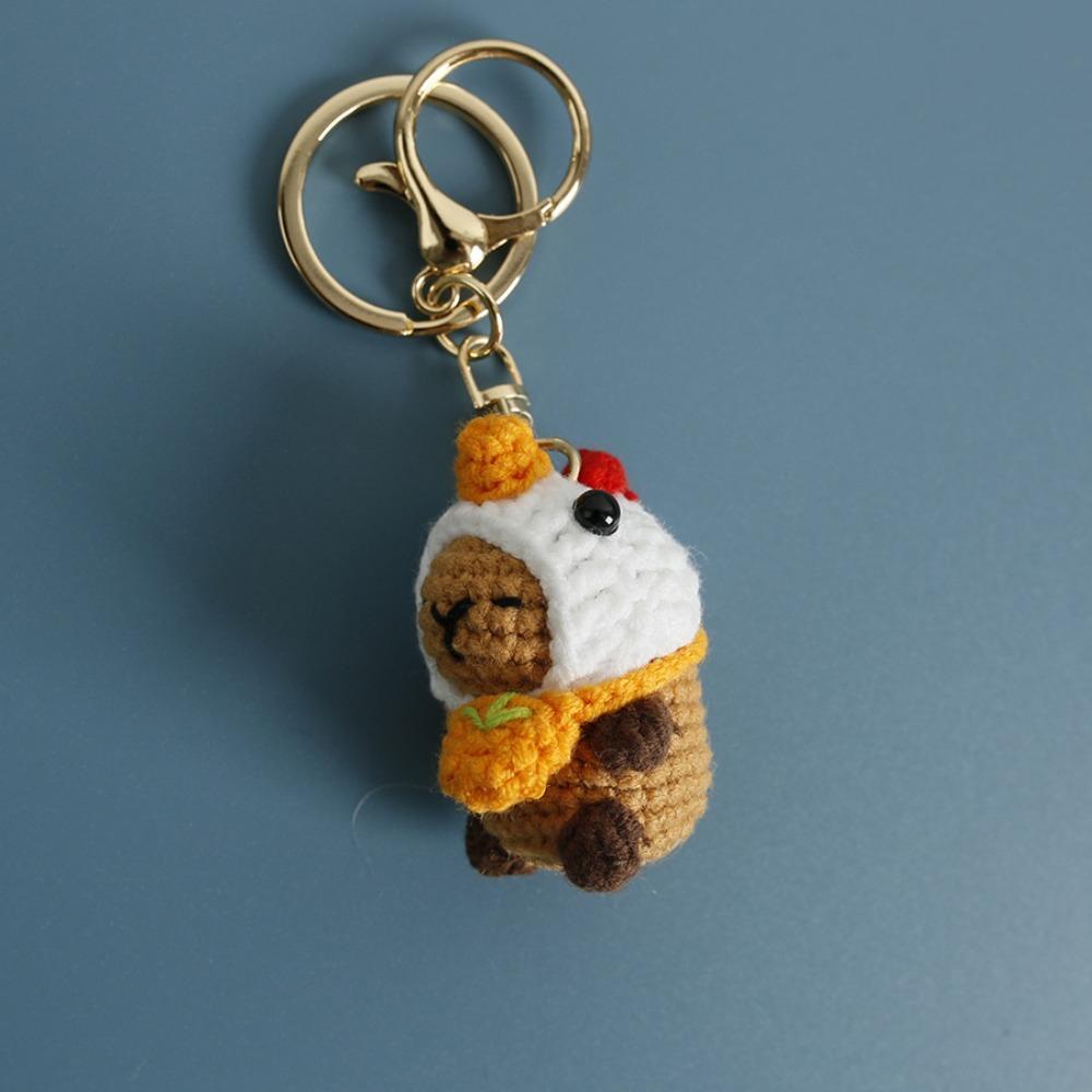 Creative Capybara Doll Capybara Keychains Crochet Bag Accessories Key Ring Knitted Cartoon Pendant Kids Toys