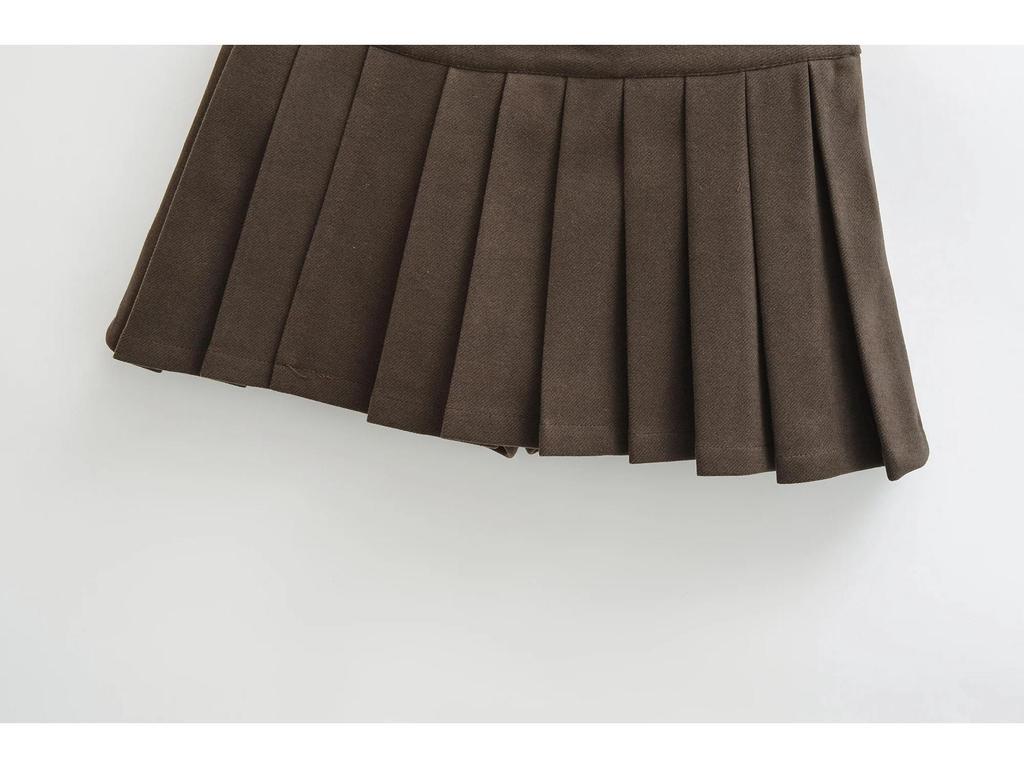 2026 New College Style Spicy Pleated High-Waisted Mini Skirt with Sexy Slit and Anti-Exposure Design