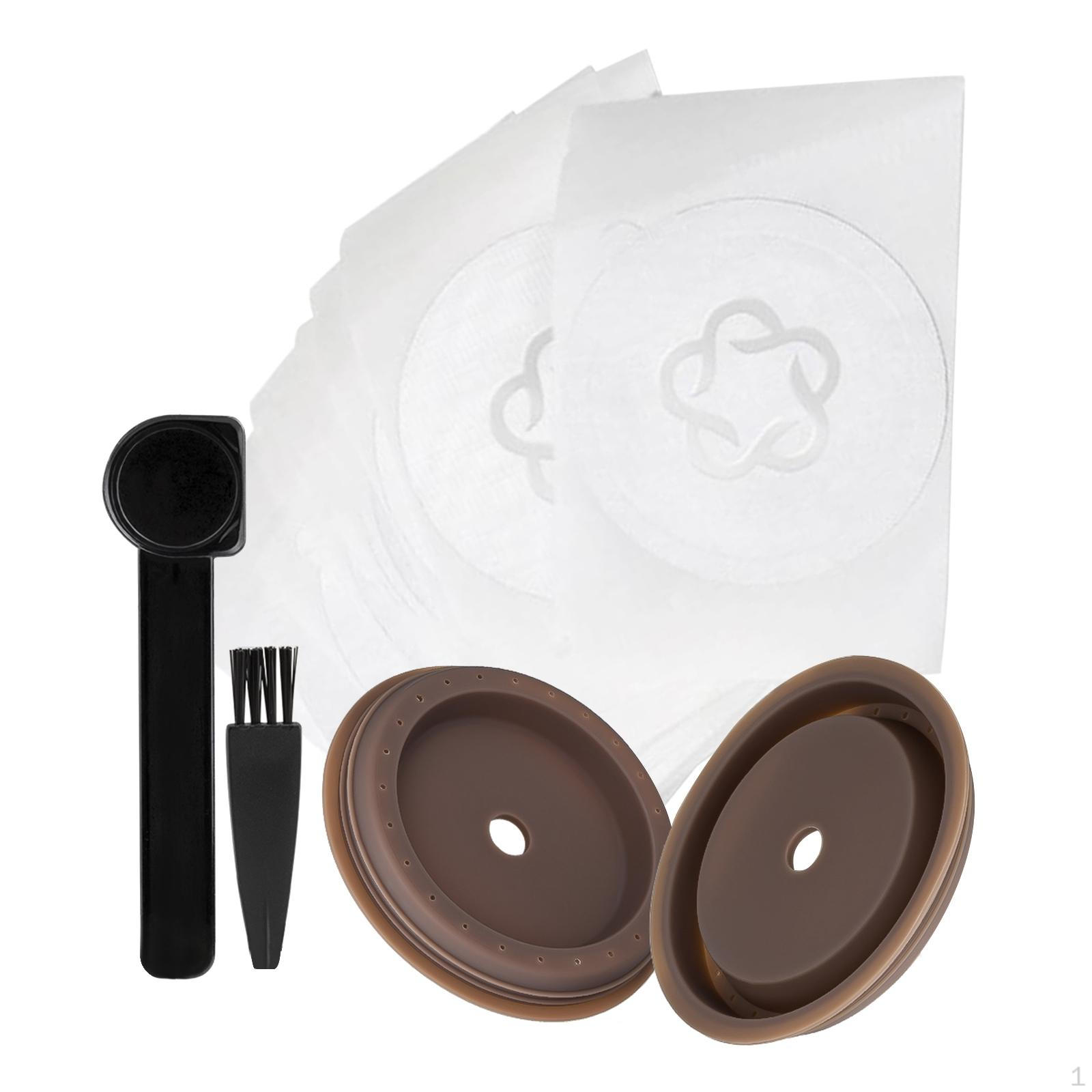 Coffee Discs Accessories, Reusable W/ Aluminum , Silicone, Refillable Lids Spoon Set Has Aluminum Foil