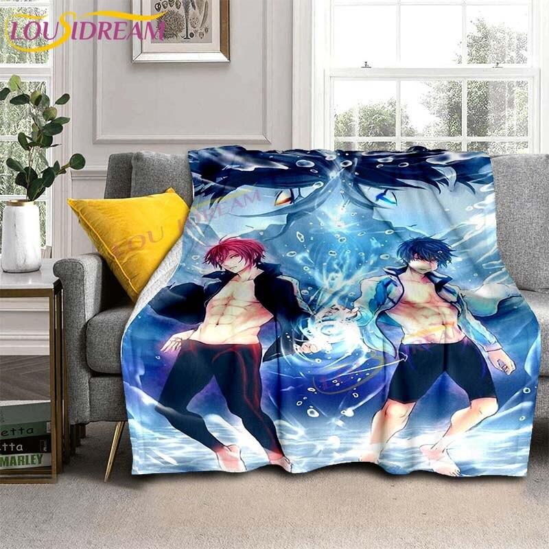 Gratis Iwatobi Swim Club Dekens Cartoon Bedspreien Dekens Anime Flanellen Dekens Bank Bed Dekens Plaid Dekens Cadeaus