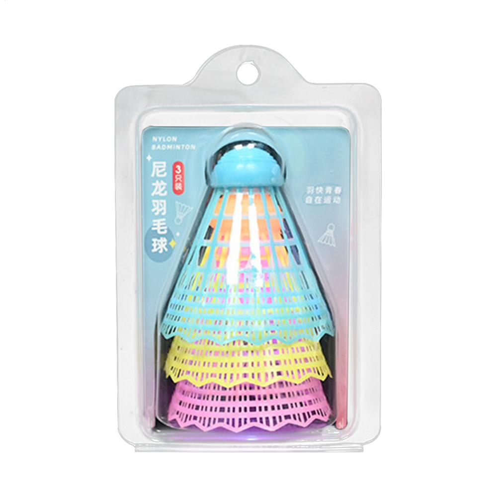 3pcs LED Badminton Shuttlecocks Colorful Lights Nylon Badminton Balls Beginner-Friendly Sports Training Light-Up Shuttlecocks