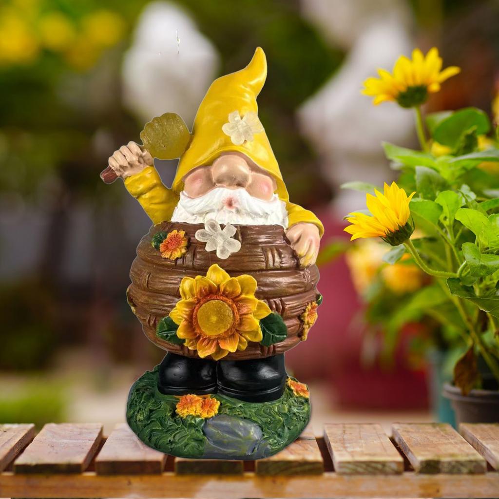 Solar Gartenornament Harz Pflanze Konfuzianischer Zwerg Dekoration Außen Hof Licht