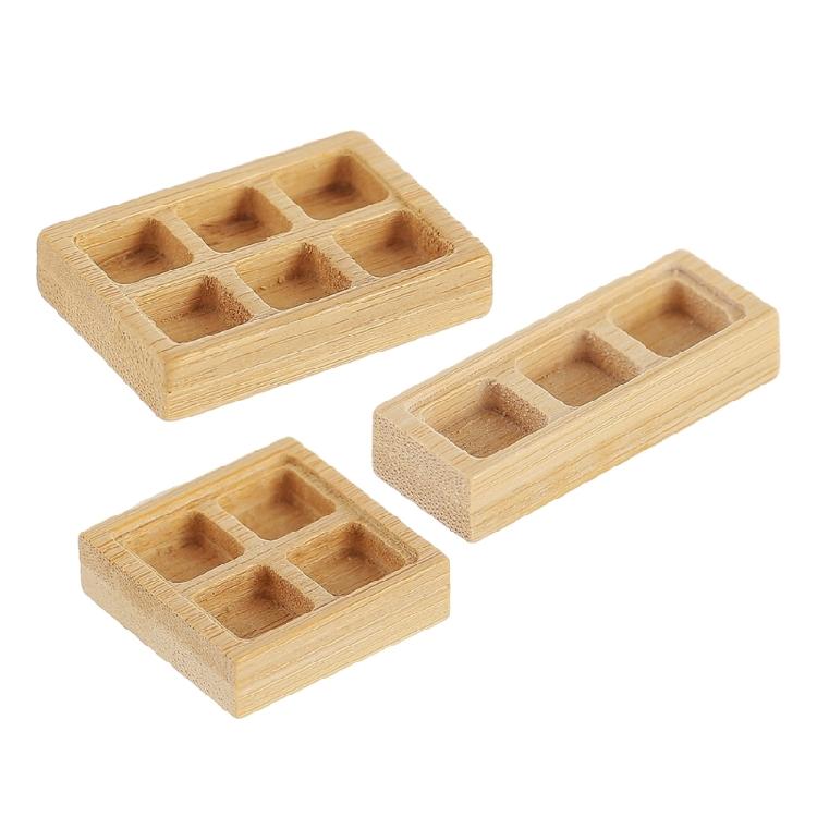 Simple Wood Grid Organizer For Dollhouses Accessories Interactive Pretend Play Toy
