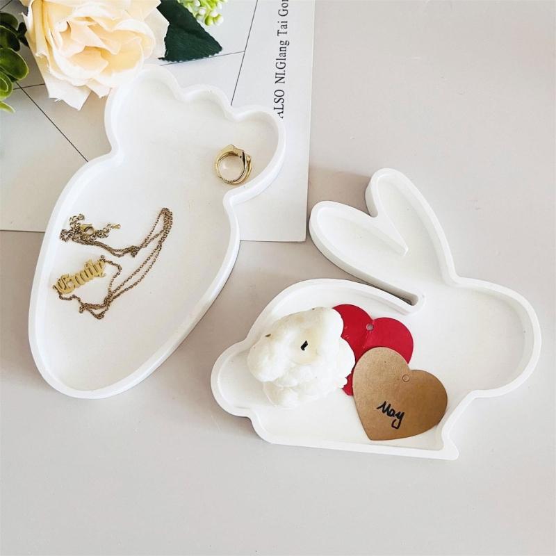 Rabbits Carrot Tray Silicone Moulds Resin Tray Molds for Epoxy Resin Candle Holder Jewelry Storage Tray Home Decoration