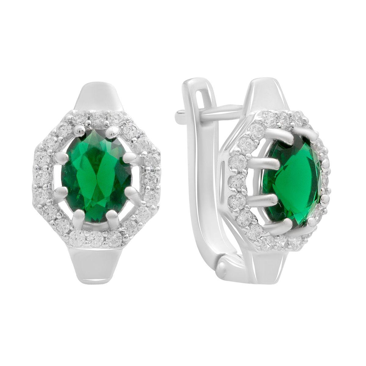 

Silver earrings with nano emerald 2.802ct (2192183) смарагдовий