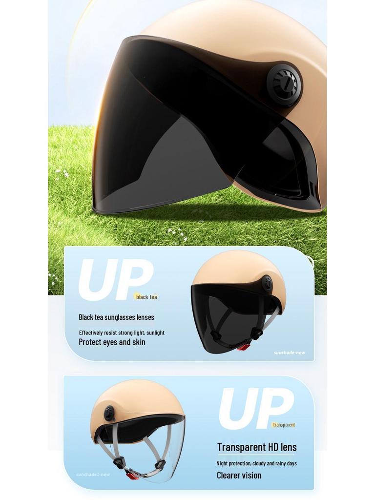 GB 3C Certified Unisex Electric Vehicle Helmet - Summer & All-Season Motorcycle Safety Half Helmet