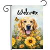 Sunflower Golden Retriever Garden Flag Summer Flag Spring Welcome Yard Flag Floral Dog Flags for Outside 12x18 Double Sided Outdoor Front Porch Decor