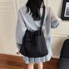 New Drawstring Design Shoulder Bag Women's Japanese Large-capacity Lightweight Messenger Bag College Students In Class Storage Tote Bag