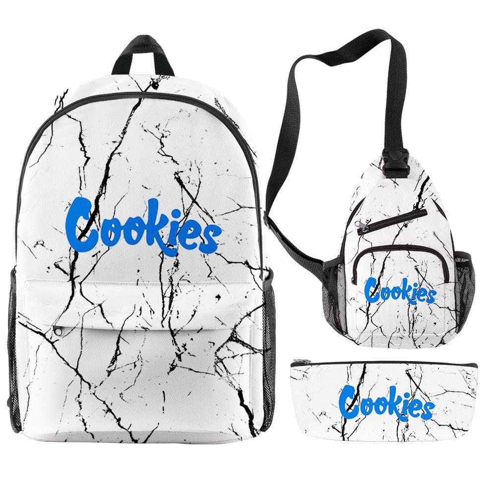 Cook 3D Digital Color Printing Backpack Set Oxford Cloth Waterproof And Wear-Resistant Three-Piece Backpack