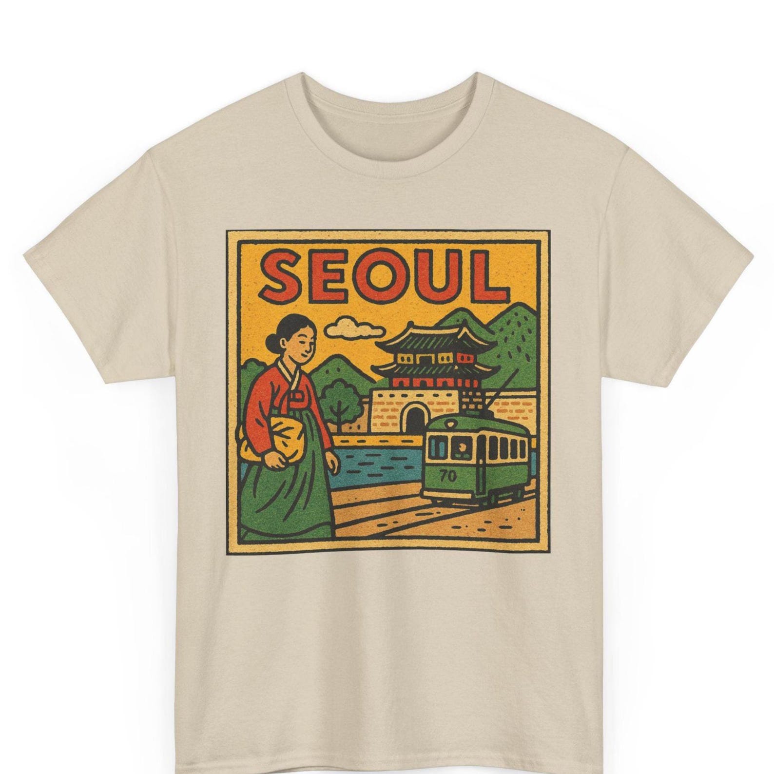 Seoul Retro Comic T-Shirt: Vintage City Skyline Graphic Tee 4XL