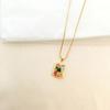 Color Zirconium Square Necklace Female Bohemian Personality Versatile Collarbone Chain Jewelry