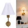 Gold Fabric Lampshade Nordic   Modern Rechargeable Cordless Wall Lamp for Bedroom Living Room