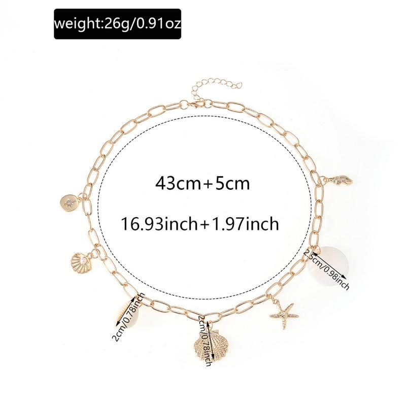 Bohemian Beach Resort Wind Starfish Shell Necklace Summer Fashion Casual Versatile Clavicle Chain
