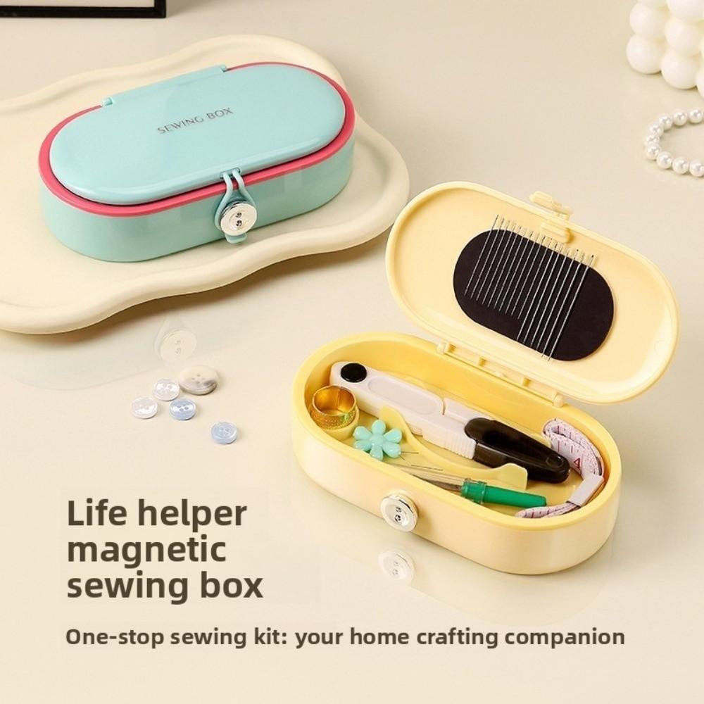 Portable Mini Sewing Box Set Dopamine Home Sewing Box Magnetic Needle Thread Box  Family
