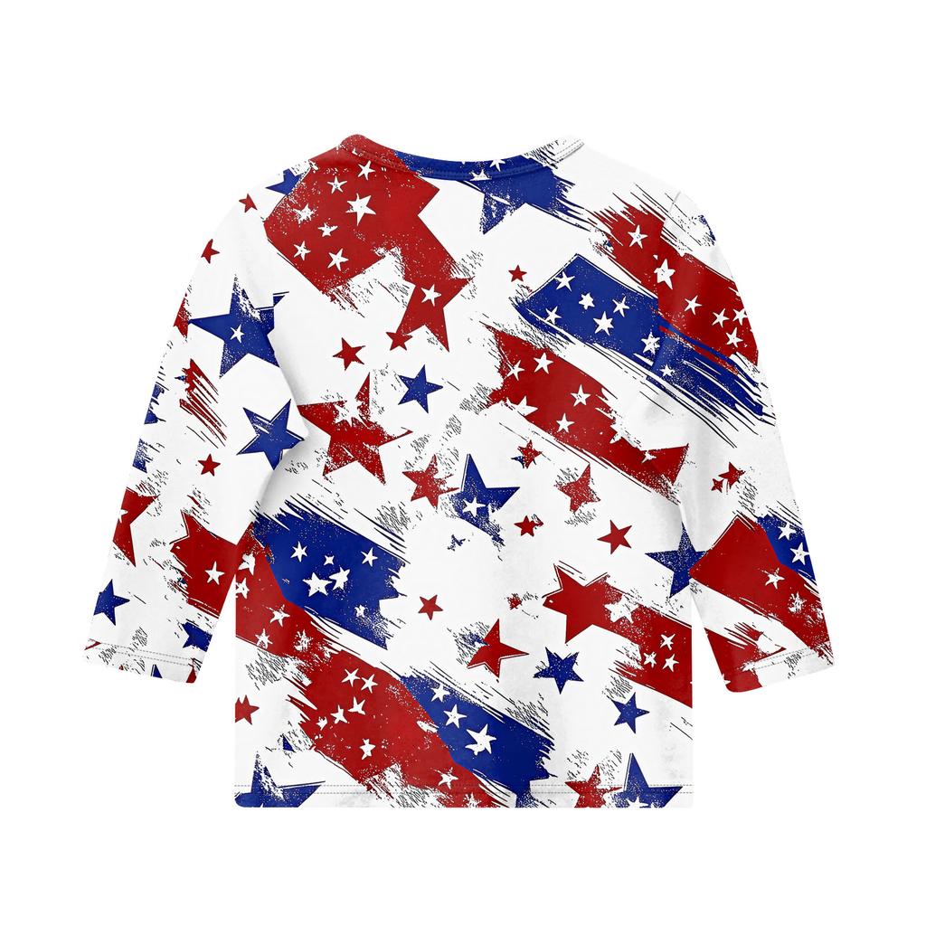 Kinder 3/4 Ärmel Tops Casual Print T Shirt Rundhals Pullover Bluse