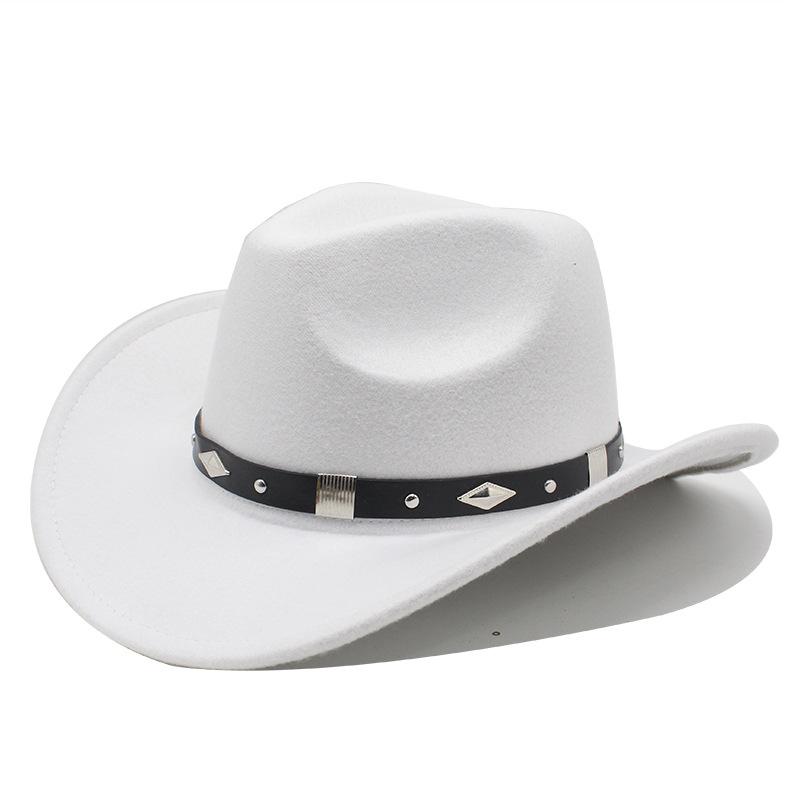Spring Edge Cowboy Hat Western Wind Curved Edge Metal Accessories Top Hat Men'S And Women'S Hats