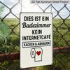 2D Flat, 1pc Vintage German Humorous Bathroom Aluminium Decorative Sign & Plaque, "DIES IST EIN Badezimmer KEINE INTERNETCAFÉ" for Home Kitchen