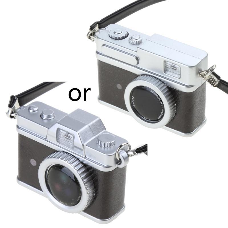 1:12 Dollhouse Mini Vintage Camera with Belt Model DIY Keychain Pendant for Children Adults DIY Handicraft Party Supply