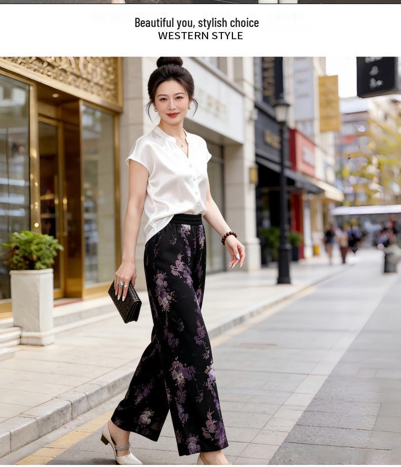 Women's Summer Wide-Leg Nine-Point Drape Pants - Loose, Slimming Straight-Leg Casual Culottes