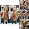 Vintage Plaid Shirt For Women With Polyester Blend Long Sleeve Casual Style