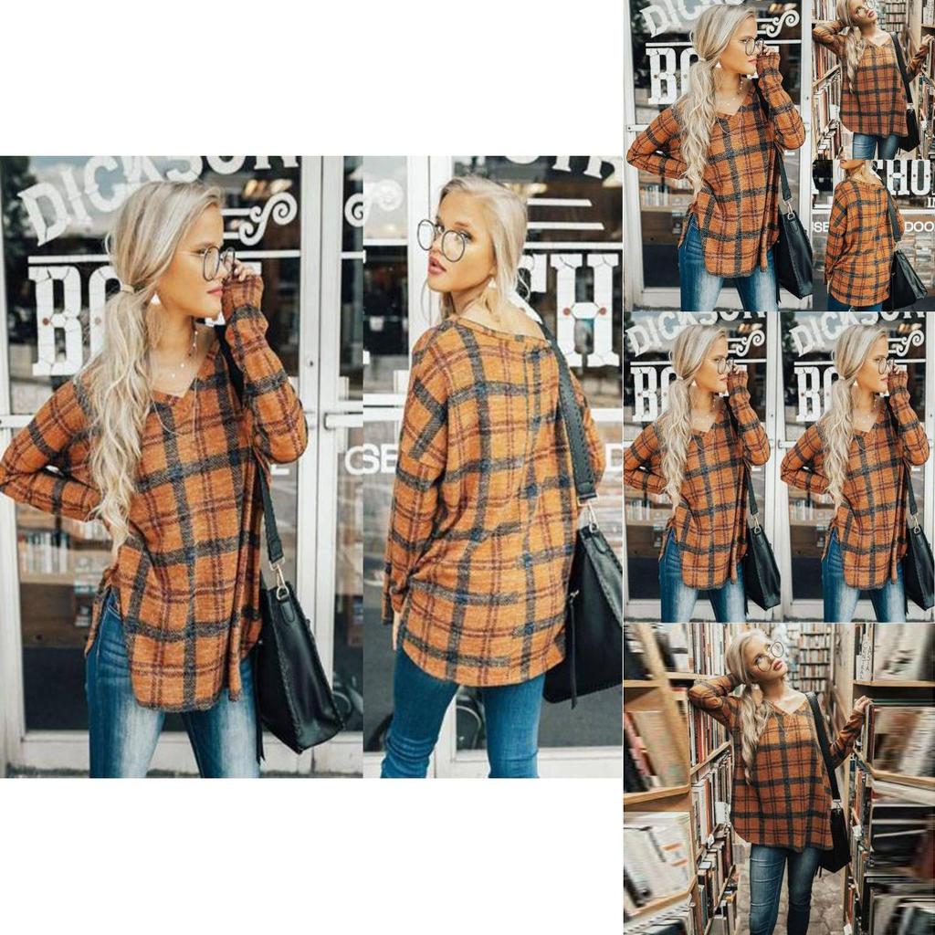 Vintage Plaid Shirt For Women With Polyester Blend Long Sleeve Casual Style