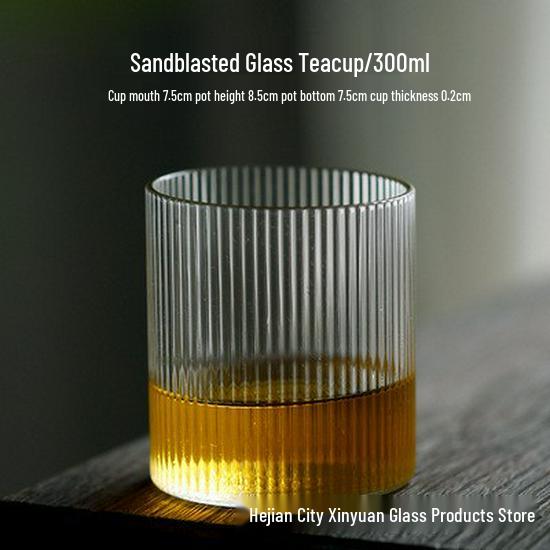 

Японский полосатый винный бокал с вертикальными узорами и узором пня дерева - Чайная чашка ручной работы 201-300ml