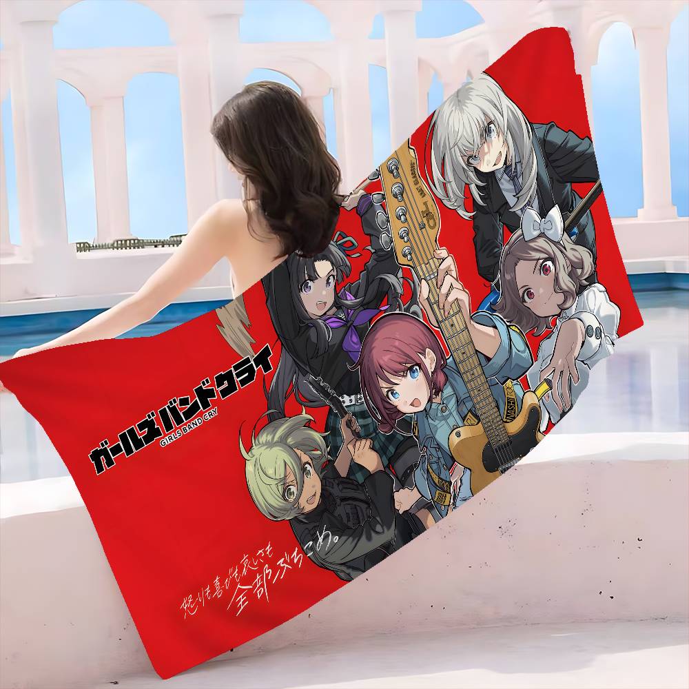 Anime G-Girls Cool Band Cry Microfiber Beach Towel Absorbent Quick Dry Soft Yoga Swimming Resort Mountain Climbing Towel