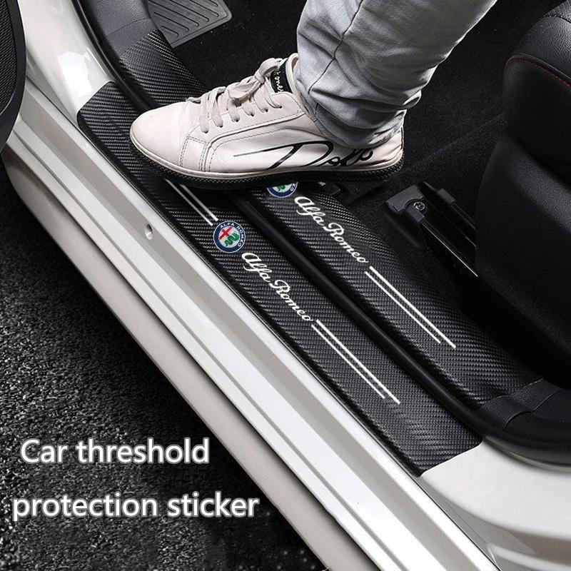 Hub Caps For Alfa Romeo Giulietta 159 Mito Giulia Stelvio 147 Car Door Sill Plate Protective Sticker Carbon Fiber Anti Scratch AZ