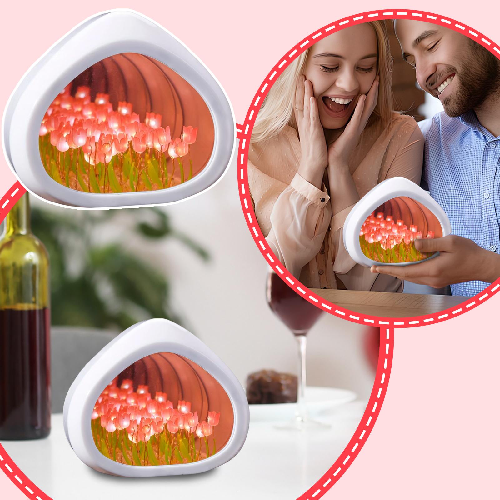 

DIY Tulips Night Light, Handmade Heart-Shaped Night Light, Ambient Light, Valentine s Day Gift One Size