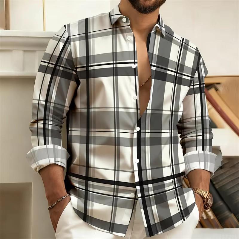 Autumn Winter New Men Clothes Long Sleeve Casual Stripe Shirt