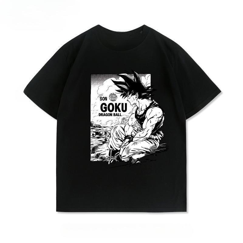 

Dragon Ball Son Goku Аніме Чоловіки Жінки Літня Футболка Принт Харадзюку Ретро З коротким рукавом Оверсайз Вільний Повсякденний Зручний Y2k Топ 3XL