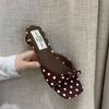 Fashion designer High Heel Open Toe Slippers for Women Wearing Bow Tie Outside Square Head Heel Slippers for Sandal  Brand