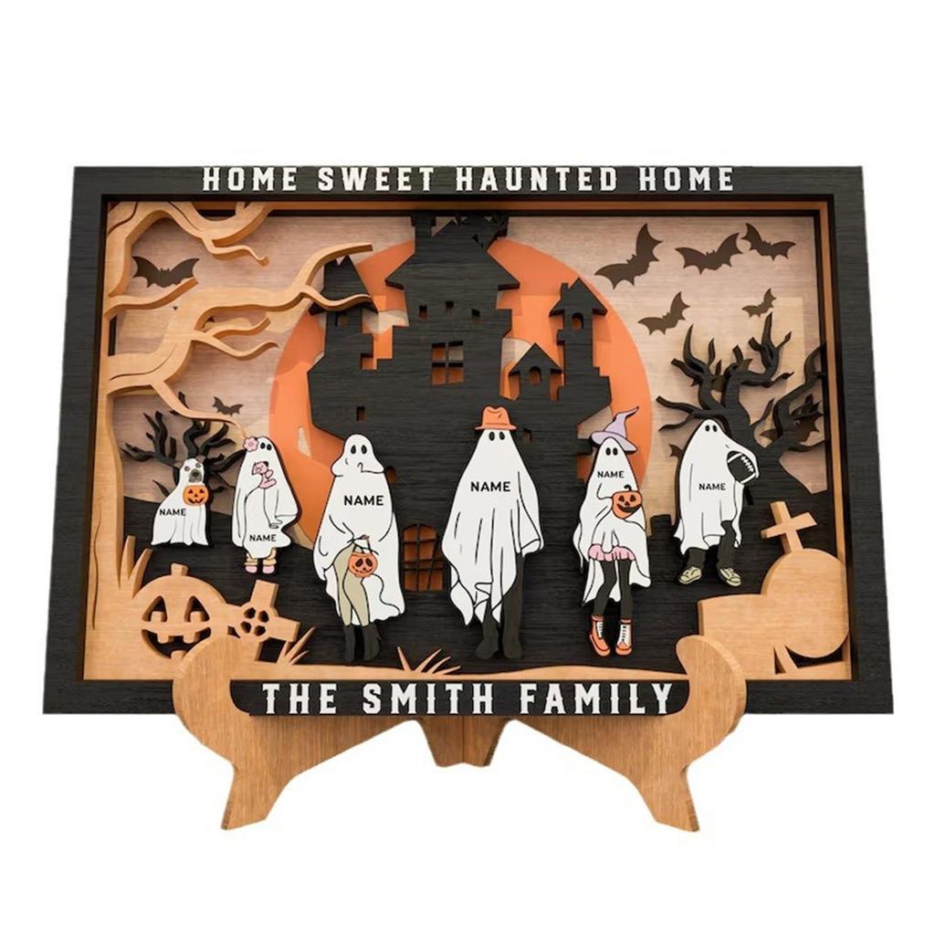 Halloween Wood Crafts Three-dimensional Tabletop Ornaments Festive Atmosphere Decorations
