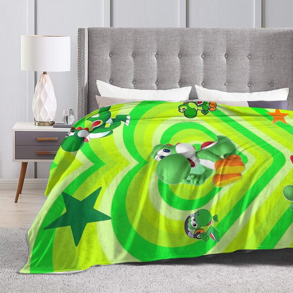 Yoshi Game Marios Blanket Fleece Decoration Portable Warm Throw Blankets for Bedding Outdoor Rug Piece