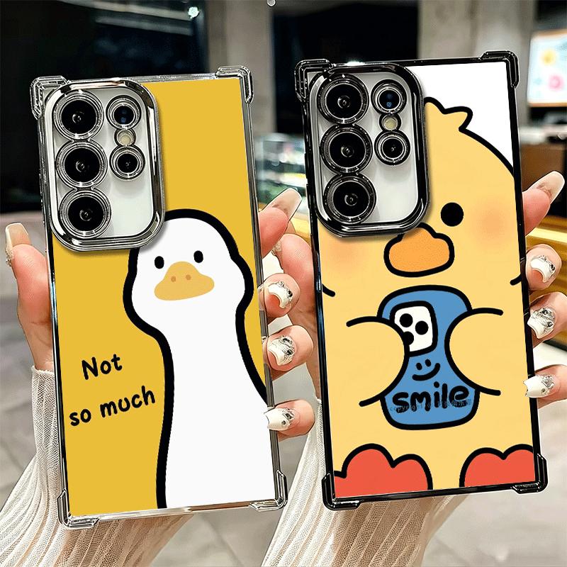 Cartoon Cute Duck Soft Phone Case For Samsung Galaxy S26 Ultra S25 Edge S24 FE S23 Plus S22 S21 + S20 Plating Anti-Fall Fundas