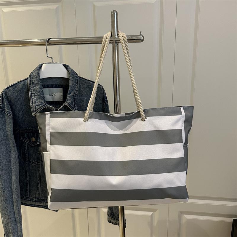 Women's Striped Large Capacity Tote Bag Shoulder Bag 58*14*33cm