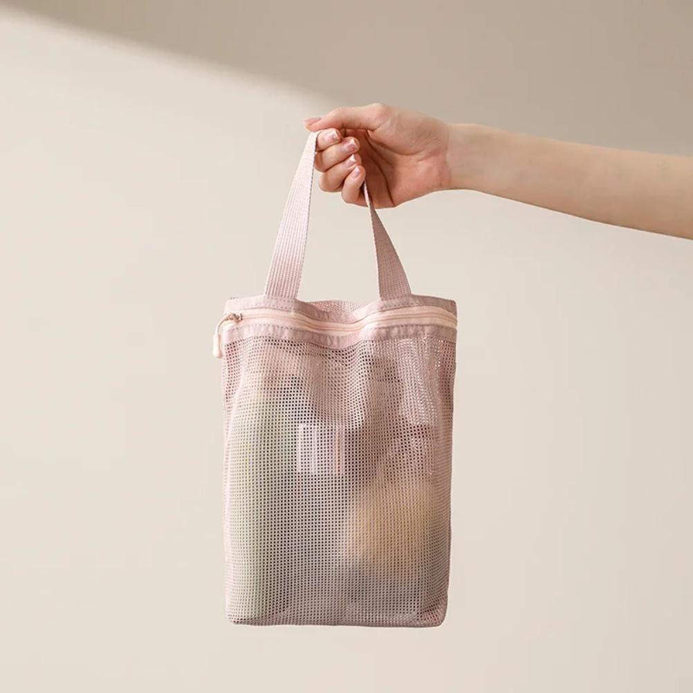 23x26cm Portable Toiletry Bag with Handy Handle Large Capacity Mesh Toiletry  Storage Bag Makeup Bag for Business Trips Travel