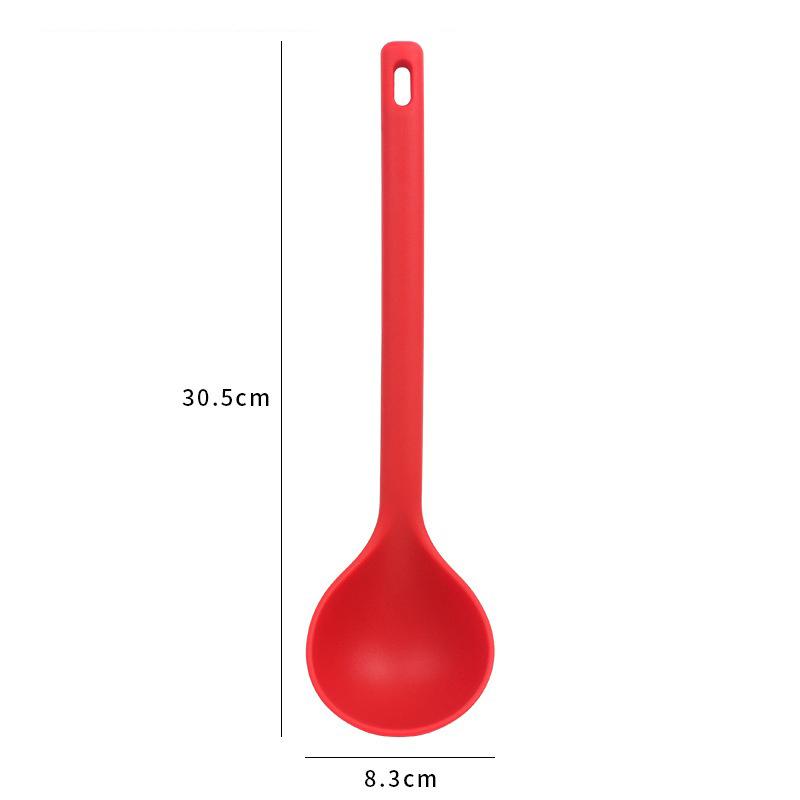 Long Handle Solid Color Non-stick Silicone Ladle Soup Spoon Heat Resistant Hot Pot Porridge Scoop Japanese Kitchen Utensils