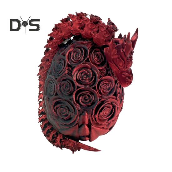 3D Printed Rose Dragon Articulated Dragon with Egg Flexible Rose Dragon with Movable Joints Desktop Stress Relief Toy for Home Office School