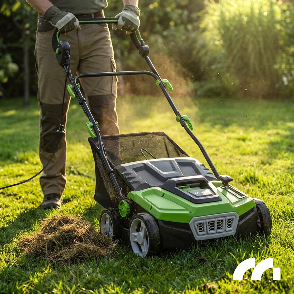 Electric Lawn Scarifier Aerator 45L Basket Working Width 38Cm