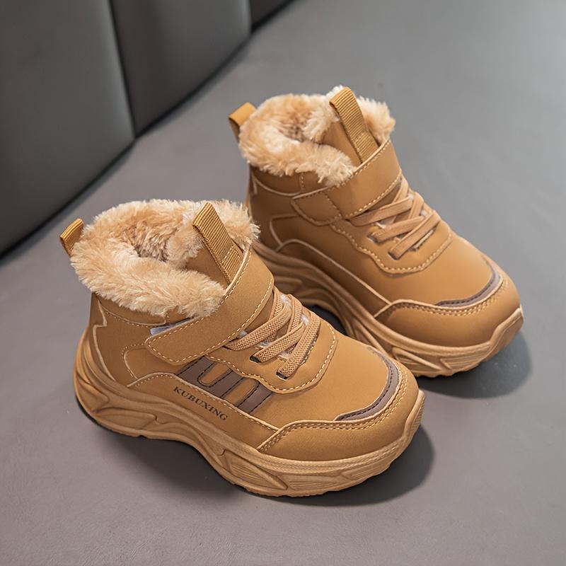 

Зимние сноубутсы для мальчиков и девочек Сверхпрочный верх, Резиновая подошва Флисовая подкладка - Теплые термоизолированные ботильоны с низким голенищем 28 коричневый