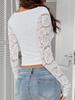 Y2K Sexy Deep V Cutout Lace Pullover - Spring/Summer 2025 Women's Top, European & American Sweet and Spicy Style