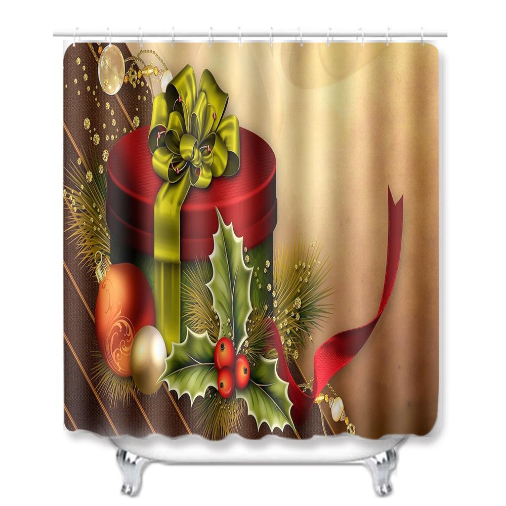 Christmas Home Door Mat Bathroom Toilet Shower Curtain Four-Piece Floor Mat Bedroom Absorbent Carpet