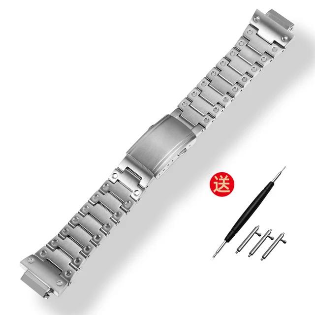 

Solid Stainless Steel Watchband for Casio G-Shock GWM5610 DW5600 GW-5000 G-5600 GA2100 GM5600 GM2100 Men s 16mm Watch strap GA2100-GA2110 срібний