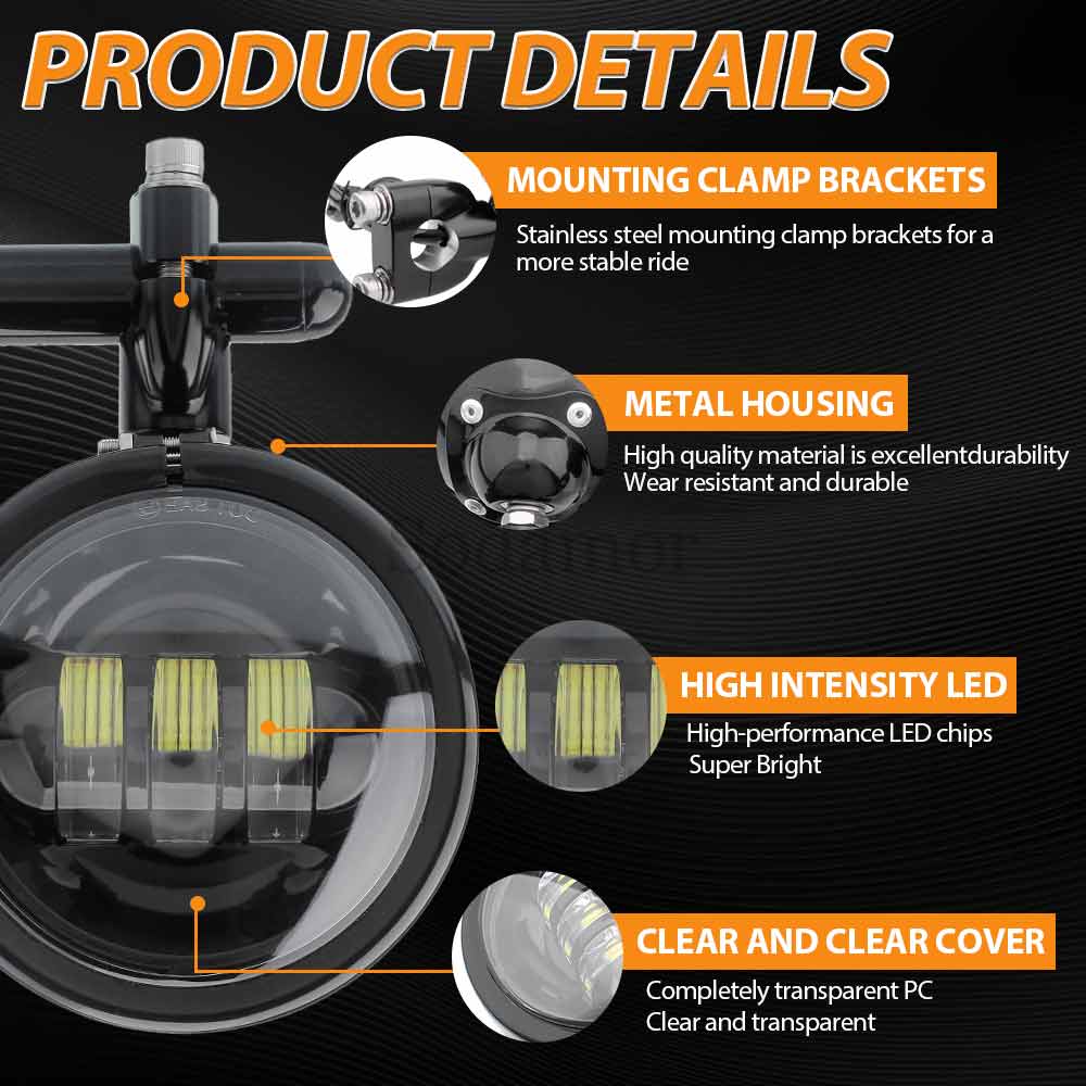 Motorcycle Accessory 4.5" Fog Lamp 30W Fog Light LED Auxillary Headlight Spot Lights For BMW R18 Kawasaki Suzuki Yamaha Honda