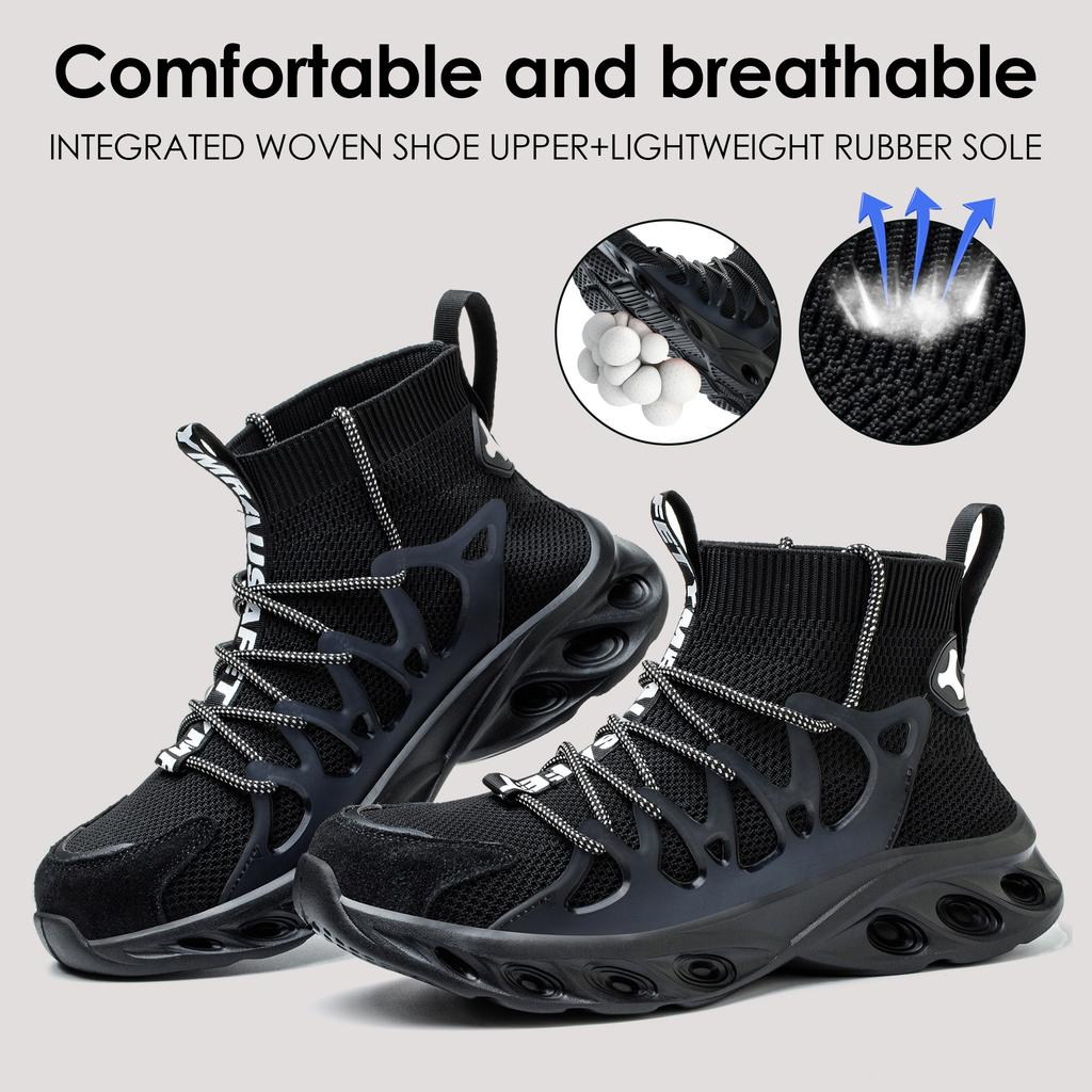 Men's Safety Shoes Anti-impact Padded Toe Breathable Mesh Lightweight Work Boots for Outdoor Factory Men's Safety Boot