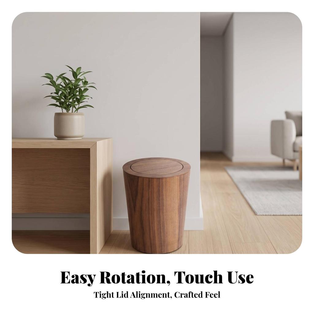 Trash Bin with Swing-Top Lid Space-Saving Wastebasket Slim for Office, Bedroom