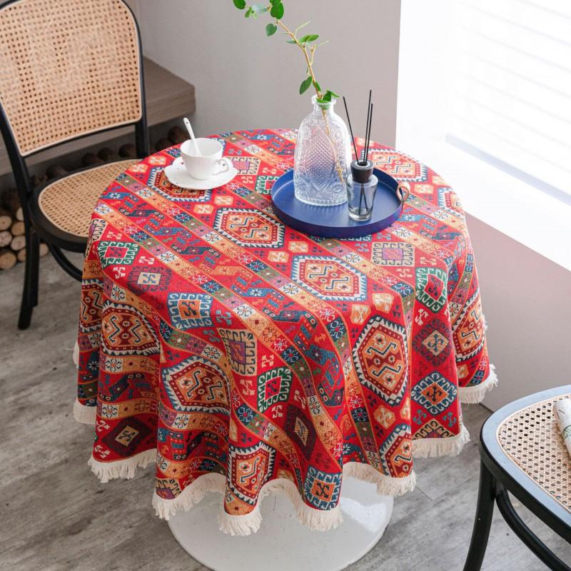 Cotton Jacquard Tablecloth Round Dining Table Cover