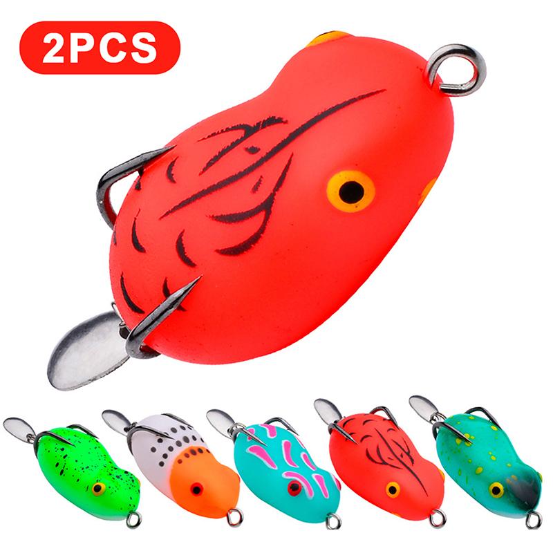2Pcs 7G 4.5Cm Mini Thunder Frog Roadbait Simulation Roadbait Soft Roadbait Black Fish Bait Modified Thunder Frog Soft Bait